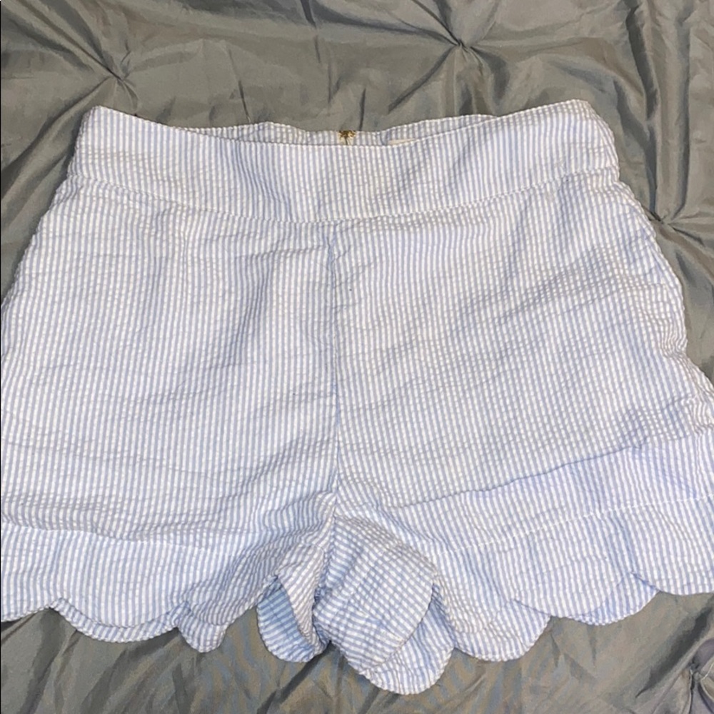 Baby blue and white striped mudpie shorts